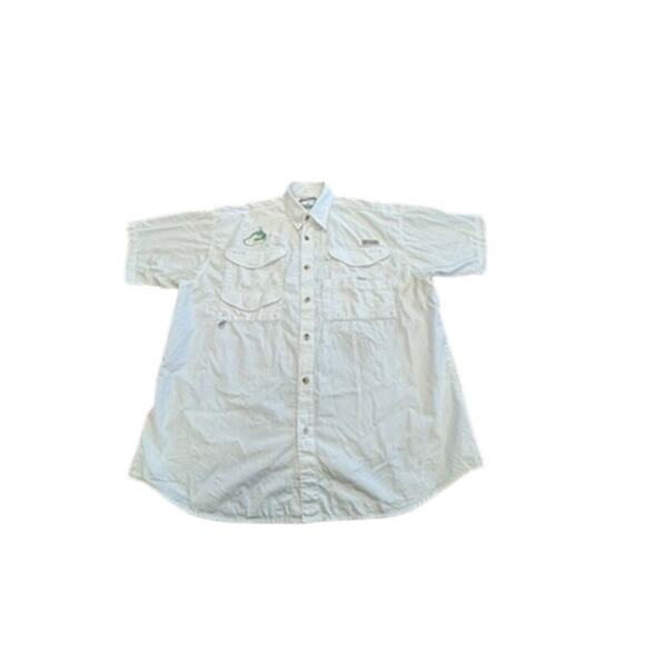 "COLUMBIA" Fishing Gear Vented Back Short Sleeve Top SZ L Sportsman Gecko Design - Picture 3 of 14